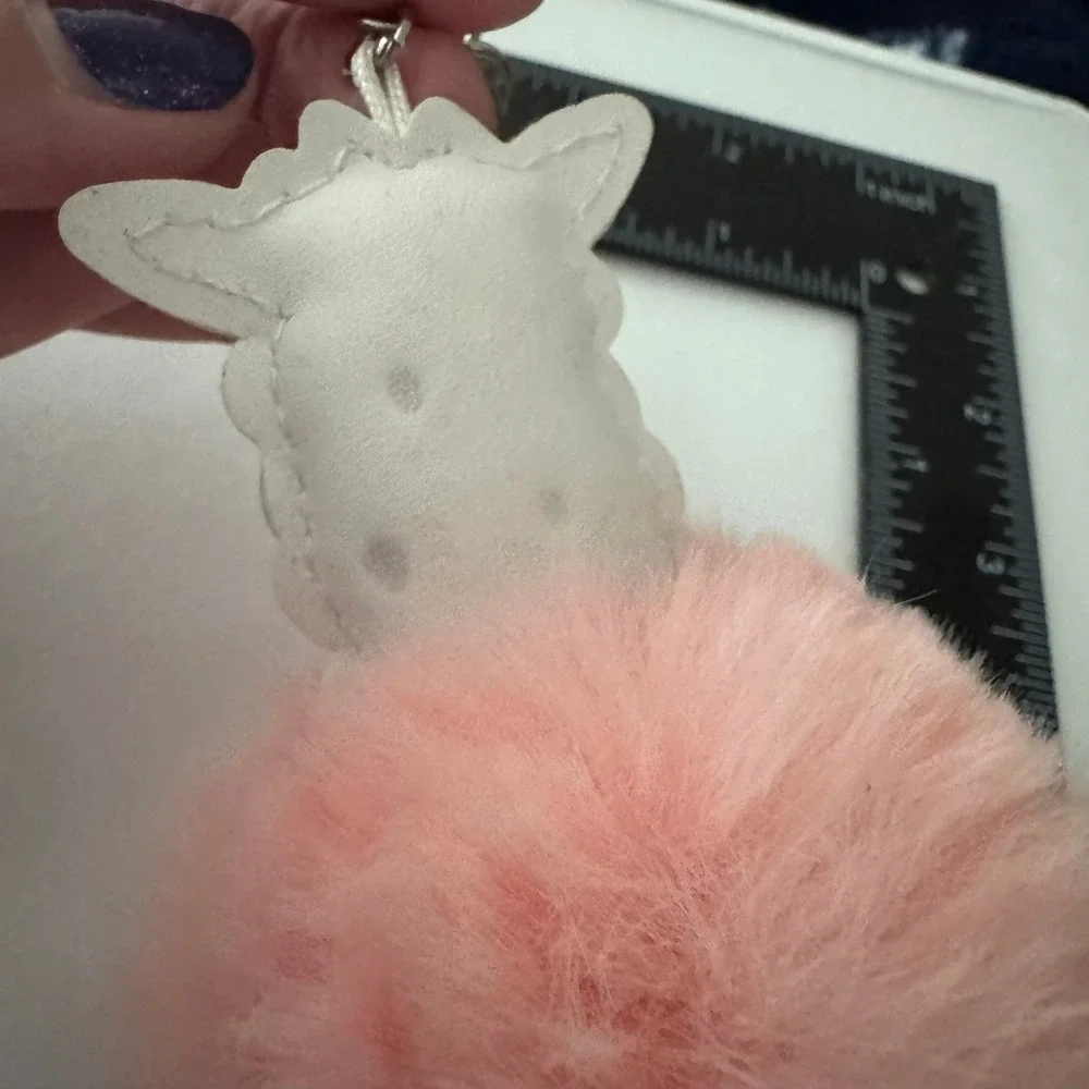 Cute Llama Pom Pom Keychain Pink Faux Fur Glasses Adorable Bag Charm Gift‎